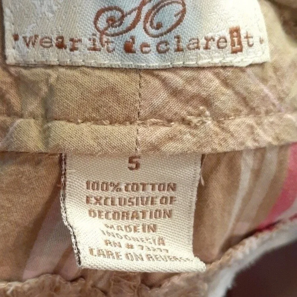 plaid bermuda shorts 5  s small summer cotton pink tan beige brown